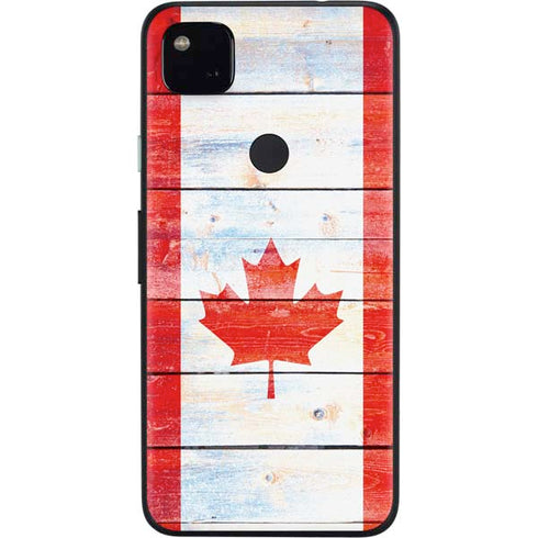 Canada Flag Light Wood Google Pixel 4a Skin